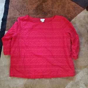 Liz Claiborne Red eyelet shirt size XL